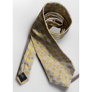 Baradello Como Italy Gold Geometric Luxury Silk Tie